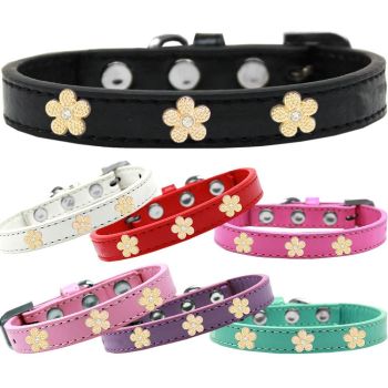 Dog, Puppy & Pet Widget Collar, "Gold Flower"