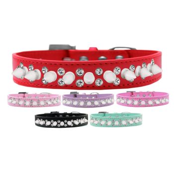 Pet and Dog Spike Collar, "Double Crystal & White Spikes"