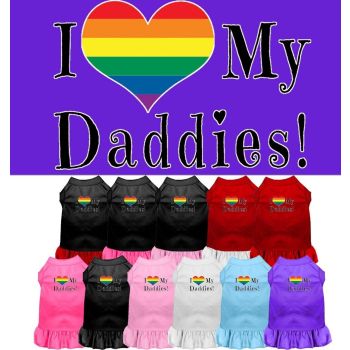 Pet Dog & Cat Dress Screen Printed, "I Heart My Daddies"