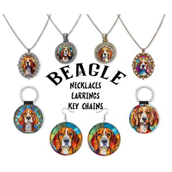 Beagle Jewelry - Stained Glass Style Necklaces, Earrings and more!