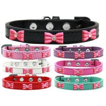 Dog, Puppy & Pet Widget Fashion Collar, "Pink Glitter Bow"