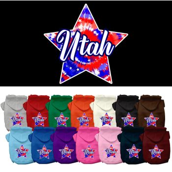 Pet Dog & Cat Screen Printed Hoodie for Medium to Large Pets (Sizes 2XL-6XL), "Utah Patriotic Tie Dye"