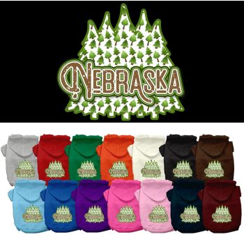 Pet Dog & Cat Screen Printed Hoodie for Small to Medium Pets (Sizes XS-XL), "Nebraska Woodland Trees"