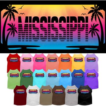 Pet Dog & Cat Screen Printed Shirt for Small to Medium Pets (Sizes XS-XL), "Mississippi Beach Shades"