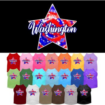 Pet Dog & Cat Screen Printed Shirt for Medium to Large Pets (Sizes 2XL-6XL), "Washington Patriotic Tie Dye"