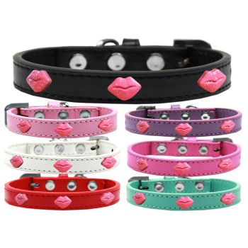 Dog, Puppy & Pet Widget Fashion Collar, "Pink Glitter Lips"