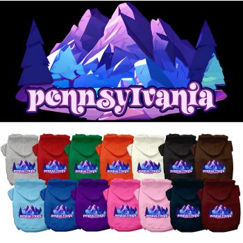 Pet Dog & Cat Screen Printed Hoodie for Small to Medium Pets (Sizes XS-XL), "Pennsylvania Alpine Pawscape"