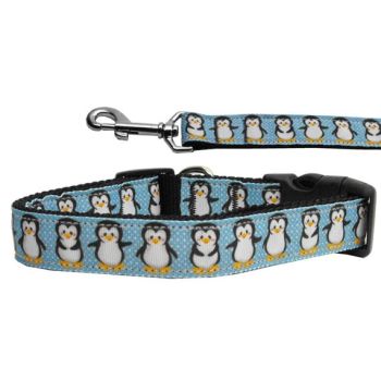 Christmas Pet Dog & Cat Nylon Collar or Leash, "Penguins"