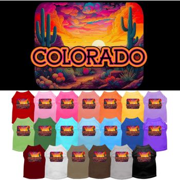Pet Dog & Cat Screen Printed Shirt for Medium to Large Pets (Sizes 2XL-6XL), "Colorado Neon Desert"