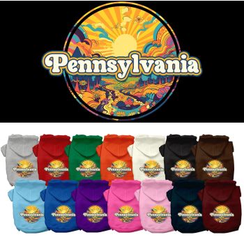 Pet Dog & Cat Screen Printed Hoodie for Small to Medium Pets (Sizes XS-XL), "Pennsylvania Trippy Peaks"