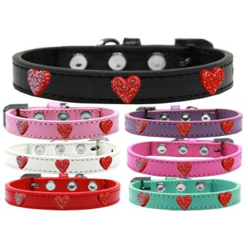 Dog, Puppy & Pet Widget Fashion Collar, "Red Glitter Heart"