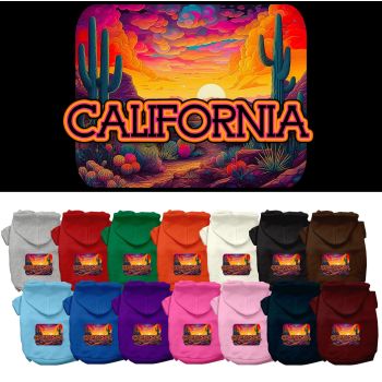 Pet Dog & Cat Screen Printed Hoodie for Small to Medium Pets (Sizes XS-XL), "California Neon Desert"