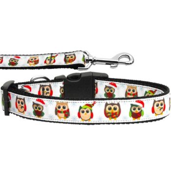 Christmas Pet Dog & Cat Nylon Collar or Leash, "Snowy Owls"
