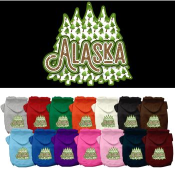 Pet Dog & Cat Screen Printed Hoodie for Small to Medium Pets (Sizes XS-XL), "Alaska Woodland Trees"