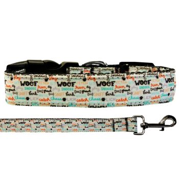 Pet Dog & Cat Nylon Collar or Leash, "Woofs A Lot"