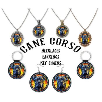 Cane Corso Breed Jewelry - Stained Glass Style Necklaces, Earrings and more!