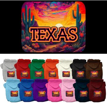 Pet Dog & Cat Screen Printed Hoodie for Medium to Large Pets (Sizes 2XL-6XL), "Texas Neon Desert"