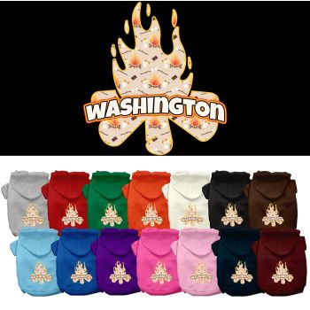 Pet Dog & Cat Screen Printed Hoodie for Medium to Large Pets (Sizes 2XL-6XL), "Washington Around The Campfire"