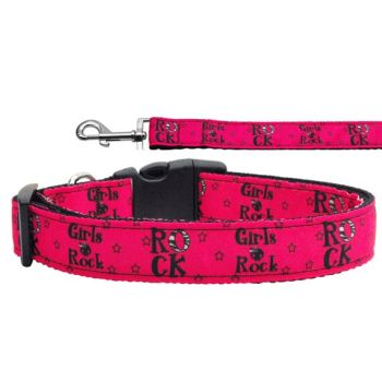 Pet Dog & Cat Nylon Collar or Leash, "Girls Rock"