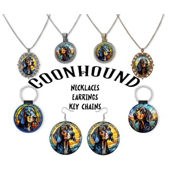 Coonhound Jewelry - Stained Glass Style Necklaces, Earrings and more!
