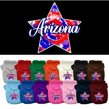 Pet Dog & Cat Screen Printed Hoodie for Medium to Large Pets (Sizes 2XL-6XL), "Arizona Patriotic Tie Dye"