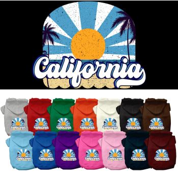 Pet Dog & Cat Screen Printed Hoodie for Medium to Large Pets (Sizes 2XL-6XL), "California Coast"