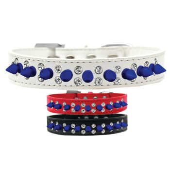 Pet and Dog Spike Collar, "Double Crystal & Blue Spikes"