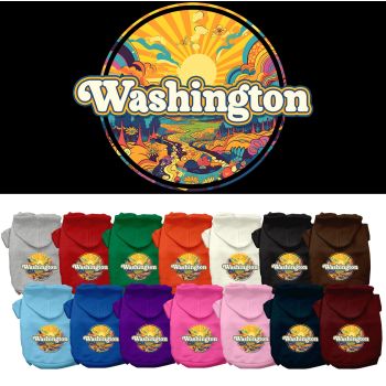 Pet Dog & Cat Screen Printed Hoodie for Medium to Large Pets (Sizes 2XL-6XL), "Washington Trippy Peaks"