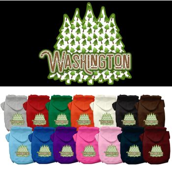 Pet Dog & Cat Screen Printed Hoodie for Small to Medium Pets (Sizes XS-XL), "Washington Woodland Trees"