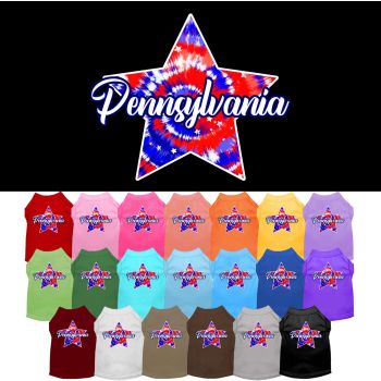 Pet Dog & Cat Screen Printed Shirt for Medium to Large Pets (Sizes 2XL-6XL), "Pennsylvania Patriotic Tie Dye"