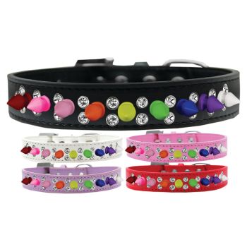Pet and Dog Spike Collar, "Double Crystal & Rainbow Spikes"