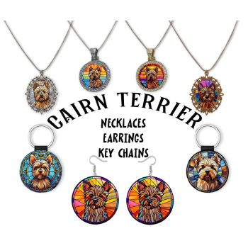 Cairn Terrier Jewelry - Stained Glass Style Necklaces, Earrings and more!