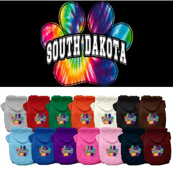 Pet Dog & Cat Screen Printed Hoodie for Small to Medium Pets (Sizes XS-XL), "South Dakota Bright Tie Dye"