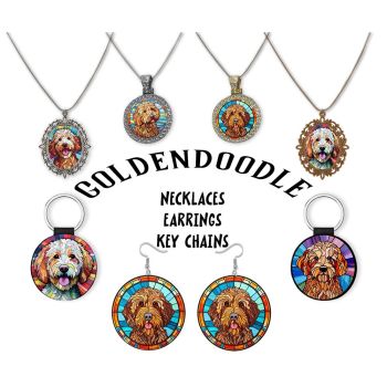 Goldendoodle Jewelry - Stained Glass Style Necklaces, Earrings and more!