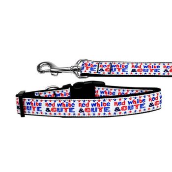 Pet Dog & Cat Nylon Collar or Leash, "Red, White and Cute"