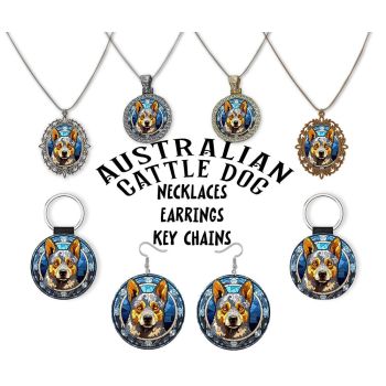 Australian Cattle Dog Breed Jewelry - Stained Glass Style Necklaces, Earrings and more!
