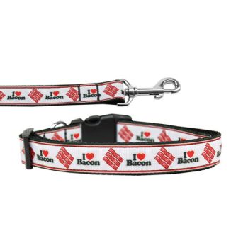 Pet Dog & Cat Nylon Collar or Leash, "I Love Bacon"
