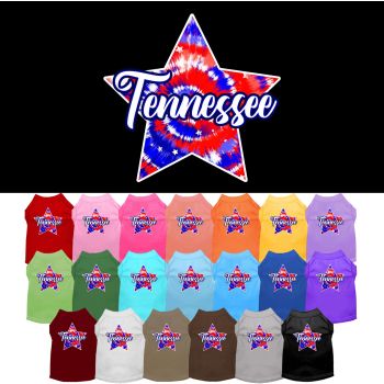 Pet Dog & Cat Screen Printed Shirt for Medium to Large Pets (Sizes 2XL-6XL), "Tennessee Patriotic Tie Dye"