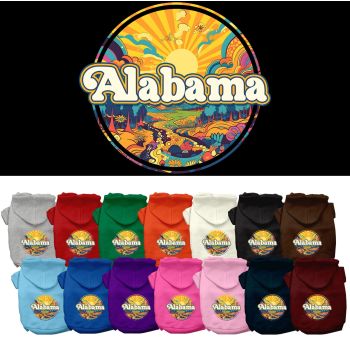 Pet Dog & Cat Screen Printed Hoodie for Small to Medium Pets (Sizes XS-XL), "Alabama Trippy Peaks"